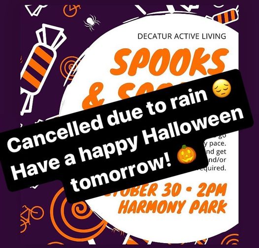 Spooks and Spokes cancelled due to rain. Visit one of our recreation